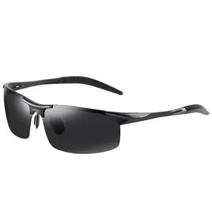 नया ध्रुवीकृत धूप का चश्मा पुरुषों का फैशन स्पोर्ट्स काला चश्मा 8177 धातु रेट्रो सेमी-रिमलेस धूप का चश्मा