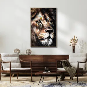 Canvas Wall Art - Lion Portrait - Decoration Artwork Ready to Hang for Living Room Wall Decor Modern and Contemporary Painting