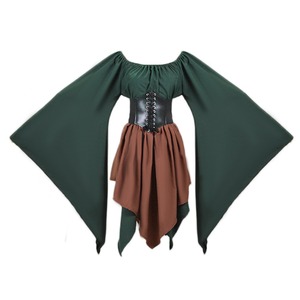 Robe Renaissance médiévale pour femmes Costume gothique victorien irlandais féerique Robe <span class=keywords><strong>corset</strong></span> à lacets vintage - Product Image 1