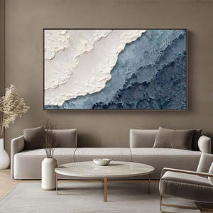 Haute qualité décor à la maison à la main plâtre marron <span class=keywords><strong>Beige</strong></span> <span class=keywords><strong>plage</strong></span> océan vagues 3D Texture Art Wabi Sabi Mural - Product Image 5