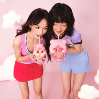 Authentique POP MART CRYBABY X Care Bearss Gobelet en verre avec paille 600ml, Mignon Gobelet à eau de dessin animé, Ornement de bureau, Cadeau de collection