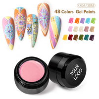 Gel de peinture pour ongles, gel dur, gel de couleur, 5g, vente en gros, étiquette privée, 48 couleurs, gel de peinture solide pour ongles