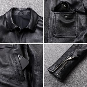 Veste de Motard Vintage Vieillie en Simili Cuir Texturé à Col Revers Style Rétro pour <span class=keywords><strong>Homme</strong></span> - Product Image 4