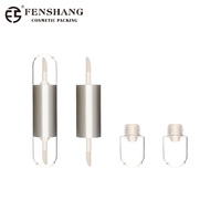 Tube applicateur double face 2-en-1 OEM pour fard à paupières liquide et eye-liner, emballage plastique avec brosse en silicone, tubes pour brillant à lèvres