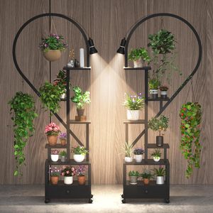 Yuka LED <b>Plant</b> Stand Black Multifunctional Foldable Shelf With <b>Light</b> For Home Balcony Garden Decor - Product Image 3