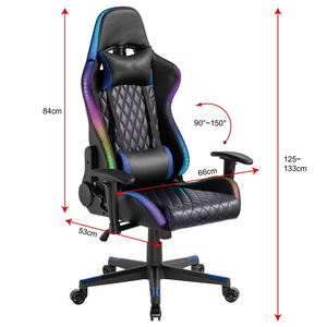 เก้าอี้เกมมิ่ง RGB แบบไวรัล พร้อมฐานไฟ LED เย็นตา ซิงค์เสียงได้ สำหรับเกมเมอร์และผู้สร้างสรรค์คอนเทนต์ - Product Image 2