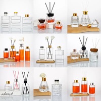 Bocal diffuseur cylindrique en verre vide transparent pour aromathérapie, contenant de parfum pour emballage de marque, impression personnalisée