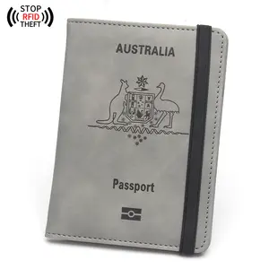 Funda para pasaporte de Australia, soporte para pasaporte con protección RFID, funda para pasaporte de cuero PU para viajes, titulares de boletos aéreos