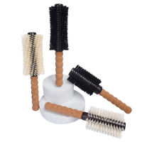 Brosse à cheveux ronde en poils de sanglier avec manche en liège pour coiffage, séchage et démêlage – Outil de coiffure