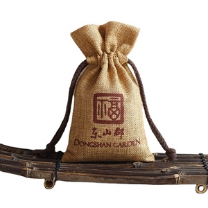 <b>Small</b> Custom Logo Printed Burlap Gift <b>Bags</b> Wholesale Jute <b>Drawstring</b> <b>Bag</b> - Product Image 1