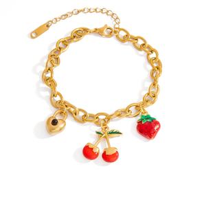 New Women's 18K Gold Color Titanium Steel Single Pendant Trendy <b>Charm</b> Bracelet for Anniversary - Product Image 5