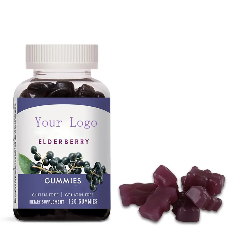 Oem/Odm Biologische Vlierbessen Gummies Natuurlijke Vlierbessen Snoep Gummy Voor Vlierbessen Extract