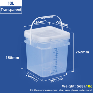 Cubo de Plástico PP Cuadrado de <span class=keywords><strong>10</strong></span> <span class=keywords><strong>Litros</strong></span> (2.5 Galones) Marca UMETASS al por Mayor <span class=keywords><strong>con</strong></span> Tapa y Asa, Grado Alimenticio, Ecológico, para Almacenamiento de Agua - Product Image 2