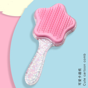 Brosse à cheveux BELLEWORLD en forme d'étoile dessin animé mignon <span class=keywords><strong>licorne</strong></span> design paillettes peignes et brosses à cheveux en plastique pour filles cadeau - Product Image 5