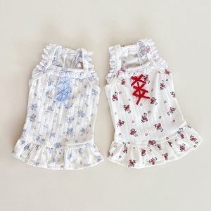 Ropa <span class=keywords><strong>de</strong></span> Verano para Perros, Falda Floral, Vestido con Tirantes <span class=keywords><strong>de</strong></span> Encaje Floral, Ropa para Perros para Primavera y Verano - Product Image 1