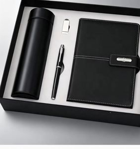 Customizable Blue Leather Notebook Corporate Gift Set A5 <b>Diary</b> Wholesale Promotional Luxury Business Pen USB Drive Note Book Set - Product Image 5