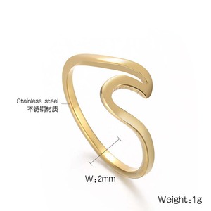 ミニマリストデイン防水ジュエリーウェーブリング18Kゴールドメッキステンレス鋼海海波シーガルリング女性用 - Product Image 6