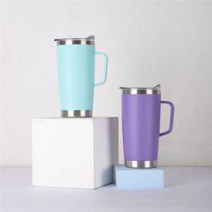 Gobelet isotherme avec poignée et couvercle coulissant 20 oz en acier inoxydable, faible MOQ, vente en gros, personnalisable, mug à eau imprimé ASM26 - Product Image 3