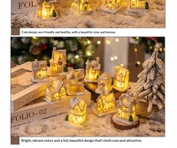 Ornement de maison de village enneigée miniature lumineuse en plastique à LED pour la décoration de Noël à la maison ou sur le bureau