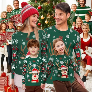 <span class=keywords><strong>Pull</strong></span> en tricot épais à motif de rennes de Noël pour la famille FNJIA, pour femmes, hommes et enfants, <span class=keywords><strong>pull</strong></span> de Noël moche - Product Image 2