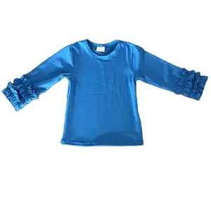 New boutique children's clothes Blue round neck top cute children's clothing