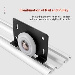 Geen groef verdikte kledingkast schuifdeur soft close demper massief houten kastdeur rail stille push-pull deur schuifbeslag - Product Image 4