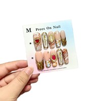 Nouvel Arrivage Faux Ongles en Acrylique à Presser Effet Feuille d'Or Couverture Complète Vente en Gros