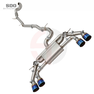 Échappement complet SDO pour VW <span class=keywords><strong>Golf</strong></span> 7R/7.5R MK7/MK7.5 2.0T 2012-2020 SS304 Performance Catback avec Downpipe Droit et Embouts Bleus Brûlés - Product Image 2