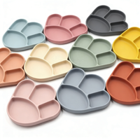 Assiette et cuillère à ventouse en silicone MP en forme de griffe, à motifs animaux, pour bébés, avec compartiments, pour une alimentation stable à domicile