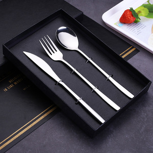 Couteaux, fourchettes et cuillères en acier inoxydable, couteaux et fourchettes à steak pour hôtel, ensemble de couverts portables d'extérieur, ensemble cadeau haut de gamme quatre pièces - Product Image 2