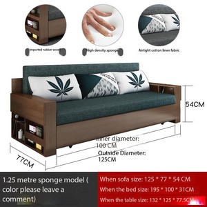 Pull-out Living Room <strong>Wooden</strong> Storage Drawer Reclining Sofa Bed Space-saving Convertible Modern Fabric Upholstery Folding <strong>Futon</strong> - Product Image 5