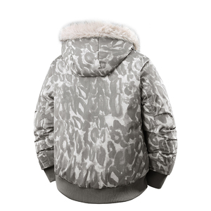 Veste d'homme en polyester rembourrée en coton épais et chaude pour moto, nouvelle collection 2025, col luxueux, grande garniture en fourrure, blanche, respirante, fermeture éclair - Product Image 4