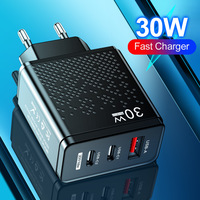 Chargeur de voyage USB-C et Type-C 30W PD personnalisé avec logo OEM ODM, 5V 2.4A QC 3.0, chargeur rapide pour iPhone Samsung Xiaomi Redmi