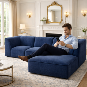 Divano in schiuma compressa a forma di L, senza struttura in legno, chaise longue di alta gamma, <span class=keywords><strong>set</strong></span> divani di lusso - Product Image 2