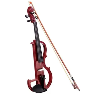 Violín <span class=keywords><strong>El</strong></span>éctrico Silencioso 4/4 <span class=keywords><strong>de</strong></span> Madera Sólida con Preamplificador Activo, Controles <span class=keywords><strong>de</strong></span> Volumen y Tono, Arco y Estuche Protector - Product Image 1