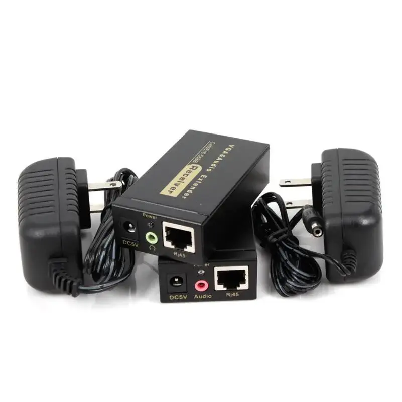 Sinyal VGA 100M Extender Lebih dari RJ45 Ke VGA Extender Lebih dari Cat5e Cat6 60M Adapter 1080P