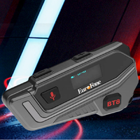 Casque de moto BT8+ pour interphone, 6 motards, interphone de groupe 1800M, étanche IP67, écran LED