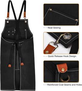 <span class=keywords><strong>Delantal</strong></span> <span class=keywords><strong>de</strong></span> Trabajo Personalizado con Logotipo, Color Marrón y Negro, Tirantes Cruzados Ajustables, Talla Adulto, para Salón <span class=keywords><strong>de</strong></span> Belleza, Cafetería, Panadería - Product Image 1