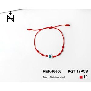 Bracelet porte-bonheur œil rouge en acier inoxydable avec cordon réglable, bijoux tendance - Product Image 1