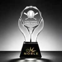 Copa de Cristal Noble con Base Negra Brillante y Doble Curva para Softbol, Texto Láser Personalizado, Recuerdo de Campeón de Liga