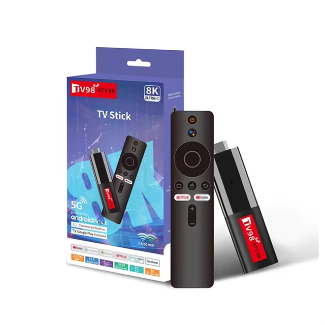 Wholesale TV98 ATV 8K Quad Core Allwinner H618 Android 14 Voice Remote Control Smart TV Stick