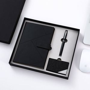 3 in 1 Business Gift Set Custom Printed PU Leather Notebook <b>A5</b> Office Notebook with Pen Card Holder Journal Notebook Gift Set - Product Image 1