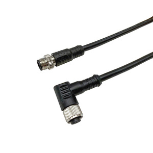 Câble M12 droit et coudé à 90 degrés, 8 conducteurs, en PVC noir, conducteur en cuivre, résistant aux liquides, pour systèmes de surveillance NVR - Product Image 1