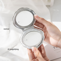 Trendy Shell-Shaped Folding Double Sided Magnifying Travel Wholesale Beauty Cosmetic Mini Compact Pocket Mirror for Women