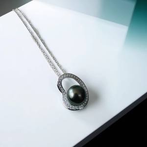 Pendentif en argent simple à faire soi-même 31316 avec perles rondes de 8 à 10 mm, support en argent S925, accessoires de perles vides à faire soi-même pour collier - Product Image 4