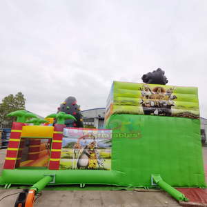 Outdoor parque hinchable <b>large</b> combo bounce house obstacle course with <b>slide</b> commercial jungle inflatable amusement park - Product Image 3