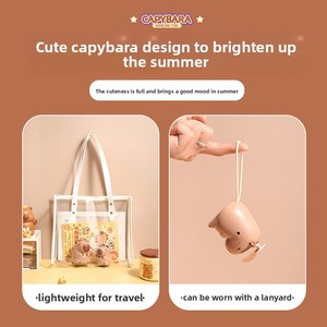 Summer Creative Plastic Cartoon Capybara Neck-Hanging <strong>Fan</strong> Mini Portable USB-Charged Personal Rope Electric <strong>Fan</strong> - Product Image 3