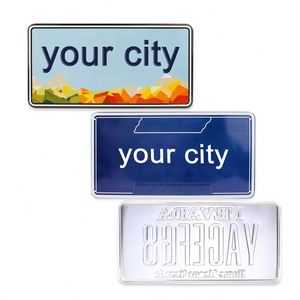 Plaques d'immatriculation décoratives personnalisées en aluminium avec logo en relief, style USA et Europe, pour souvenirs, vente en gros - Product Image 2