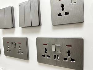 16A PC chuyển đổi ánh sáng điện anh tiêu chuẩn nhà máy ODM/OEM blalck chải lớn đẩy Bảng điều chỉnh 4 gang <span class=keywords><strong>1</strong></span>/2 cách tường chuyển đổi 86*86 Mét - Product Image 2