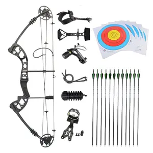 Archery Compound Bow Outdoor Hunting Shooting Bow and Arrows Wrist Release Rubber Stabilizer Set for Hunting